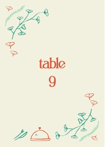 Table number card 5x7 F04: Hand drawn ginkgo leaf frame Table number card template