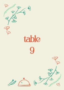 Table number card A6 F04: Hand drawn ginkgo leaf frame Table number card template