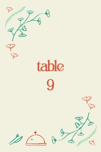 Table number card 4X6 F04: Hand drawn ginkgo leaf frame Table number card template