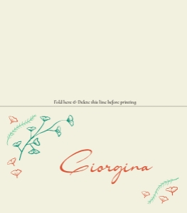 Folded Place card 3.5x4 F04: Hand drawn ginkgo leaf frame Place Card template Escort card