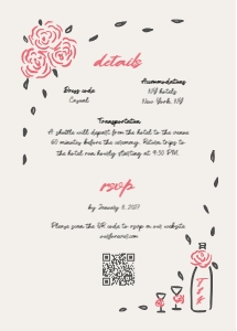 RSVP + Details page 5x7 F03: ROSY FLORAL WEDDING INVITATION CARD TEMPLATE