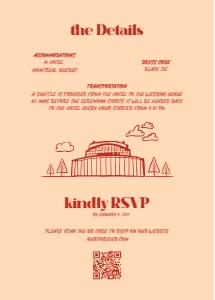 RSVP + Details page 5x7 CA1: Special Montreal iconic attractions Wedding invitation Template