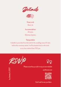 RSVP + Details page VN1 - A5: VIETNAMESE WEDDING INVITATION RSVP DETAILS CARD TEMPLATE