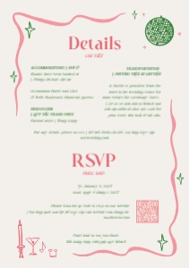 RSVP + Details page VN3 - A5: VIETNAMESE WEDDING INVITATION CARD TEMPLATE BILINGUAL INVITATION