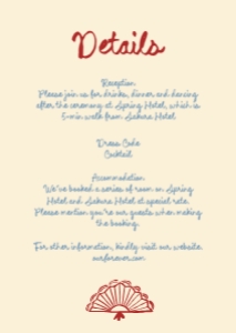Details card A6 JP2: JAPAN INSPIRED WEDDING INVITATION CARD TEMPLATE