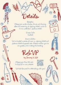 RSVP + Details page 5x7 JP3: JAPANESE ENGLISH WEDDING INVITATION CARD TEMPLATE