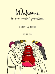 Welcome sign VN5 - 18x24: VIETNAM WEDDING WELCOME SIGN TEMPLATE BRIDAL PROCESSION CEREMONY