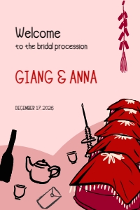 Welcome sign VN7 - 24x36: VIETNAM WEDDING WELCOME SIGN TEMPLATE BRIDAL PROCESSION CEREMONY