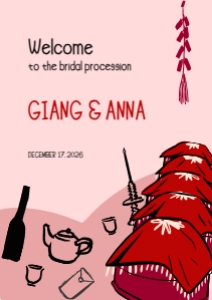 Welcome sign VN7 - A1: VIETNAM WEDDING WELCOME SIGN TEMPLATE BRIDAL PROCESSION CEREMONY