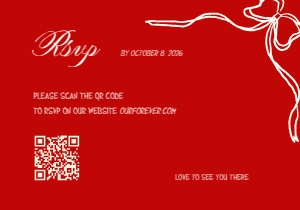 RSVP VN8 - 5x3.5: MINIMAL WHIMSICAL ASIAN WEDDING WITH RED BOW AND DOUBLE HAPPINESS