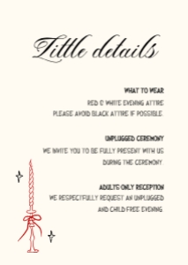 Details card VN8 - A6: MINIMAL WHIMSICAL ASIAN WEDDING WITH RED BOW AND DOUBLE HAPPINESS