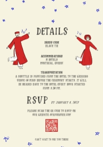 RSVP + Details page VN4 - A5: VIETNAM WEDDING INVITATION WITH HAPPY GROOM AND BRIDE IN AO DAI