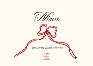 Bridesmaid proposal VN4 - Flat card A6: MINIMAL RED BOW BRIDESMAID PROPOSAL CARD TEMPLATE ASIAN WEDDING