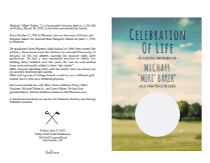 Golf Memorial Program Template: Editable Golf Funeral Program - Corjl Memorial Template