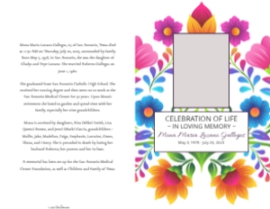 Fiesta Floral Funeral Program Template: Fiesta Floral Funeral Program Template - Editable in Corjl