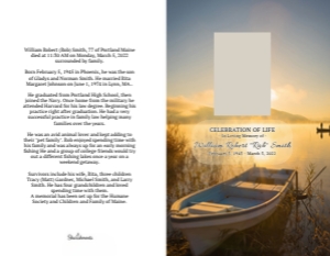 Lake and Fishing Funeral Program Template: Lake Fishing Funeral Program Template - Corjl Editable Celebratio