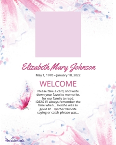 Butterfly Sign Template: Butterfly Welcome Sign, Funeral Welcome Sign, Celebration of Life