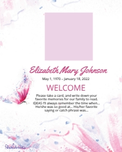 Butterfly Welcome Sign, Funeral Welcome Sign, Celebration of Life design preview