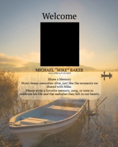 Lake Fishing Memorial Sign Template: Lake Fishing Memorial Welcome Sign, Funeral Welcome Sign, Celebra