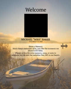 Lake Fishing Memorial Welcome Sign, Funeral Welcome Sign, Celebra design preview