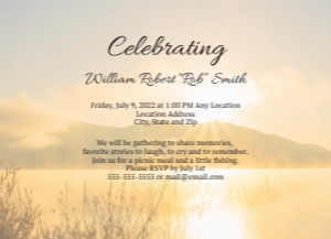 Lake Fishing Memorial Invitation Template: Lake Fishing Memorial Invitation, Funeral Invitation, Celebration