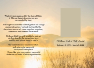Lake Fishing Funeral Announcement Template: Lake Fishing Memorial Announcement, Funeral Announcement, Celebra