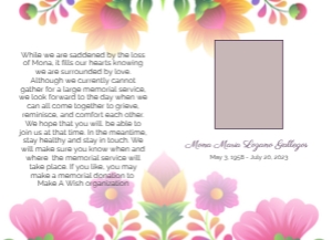 Fiesta Floral Funeral Announcement Template: Fiesta Floral Memorial Announcement Template 
 Instant Download