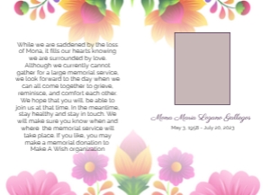 Fiesta Floral Memorial Announcement Template 
 Instant Download design preview