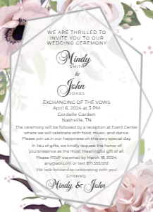 Elegant Pink Floral Invitation: Elegant Floral Wedding Invitation, Editable Corjl Template