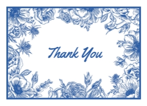 Blue Floral Funeral Thank You Card - Editable Memorial Template i design preview