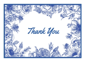 Blue Floral Thank You Card Template: Blue Floral Funeral Thank You Card - Editable Memorial Template i