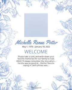Blue Floral Sign Template: Blue Floral Funeral Welcome Sign - Editable Memorial Template in