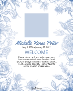 Blue Floral Funeral Welcome Sign - Editable Memorial Template in design preview