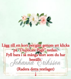 Vikta Placeringskort BR009 design preview