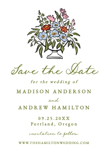 Elegant Tuscan Floral Photo Save the Date Wedding Card design preview