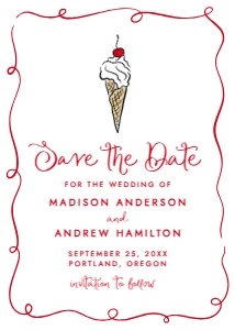 Whimsical Ice Cream Cone Photo Wedding Save the Date Card design preview