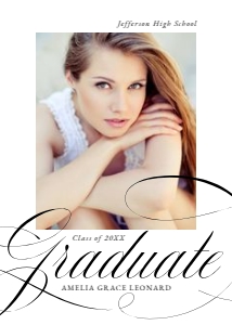 Elegant Black Calligraphy Script Photo Graduation Announcement design preview