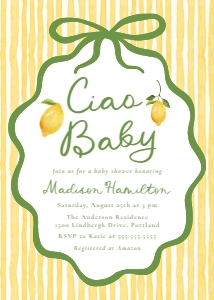 Ciao Baby Italian Lemon Baby Shower Invitation design preview