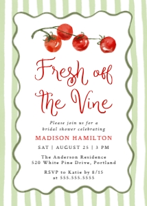 Fresh Off the Vine Green Tomato Bridal Shower Invitation design preview