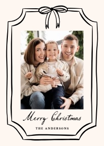 Whimsical Black Bow Frame Christmas Photo Card design preview