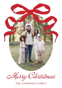 Whimsical Hand-Drawn Red Bow 5 Photo Christmas Card design preview