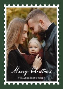 Classic Green Christmas Postage Stamp 5 Photo Holiday Card design preview