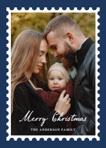 Classic Navy Christmas Postage Stamp 5 Photo Holiday Card design preview