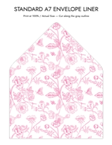Elegant Pink Chinoiserie Floral Envelope Liner Template Bundle design preview