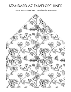 Elegant Black Chinoiserie Floral Envelope Liner Template Bundle design preview
