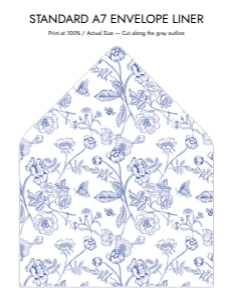 Elegant Blue Chinoiserie Floral Envelope Liner Template Bundle design preview