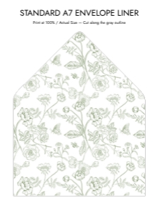 Elegant Green Chinoiserie Floral Envelope Liner Template Bundle design preview