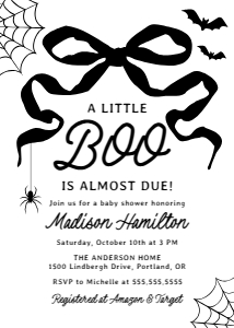 A Little Boo Is Almost Due Halloween Baby Shower Invitation design preview