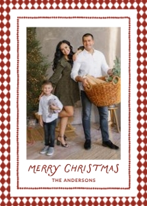 Whimsical Red Diamond Pattern 2 Photo Christmas Card Template design preview