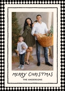 Whimsical Black Diamond Pattern 2 Photo Christmas Card Template design preview
